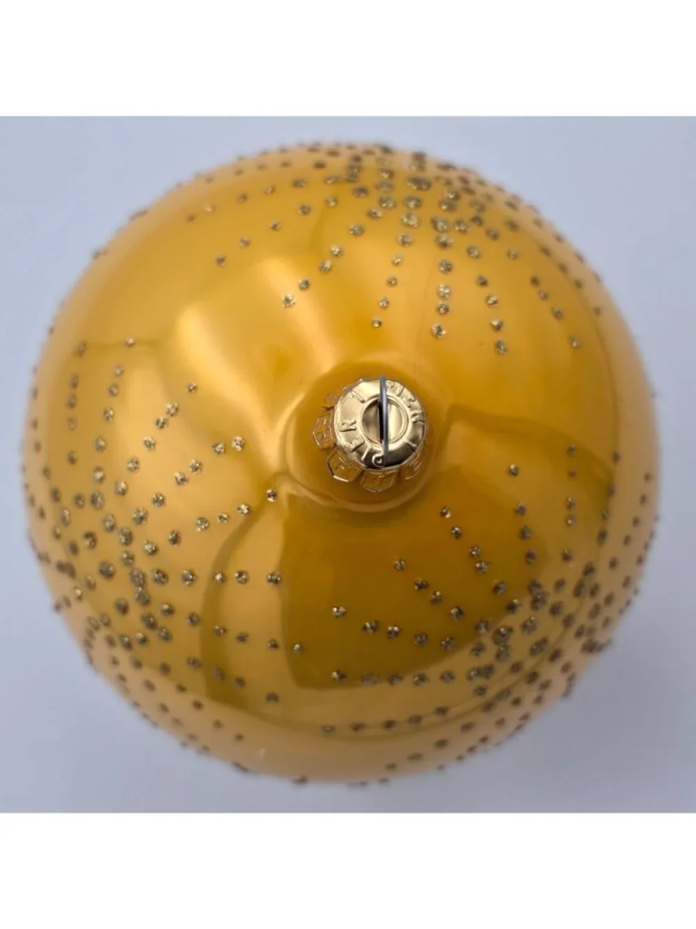 Vintage Pier Glass Ornament Ball Yellow Starburst Glitter Christmas 4